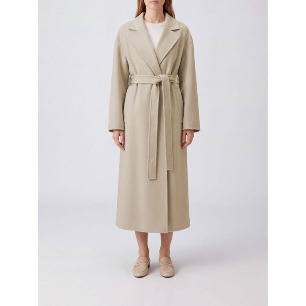 Sportmax Women Hooded Long Robe Coat Sportmax In Pure Virgin Wool With Tie Belt